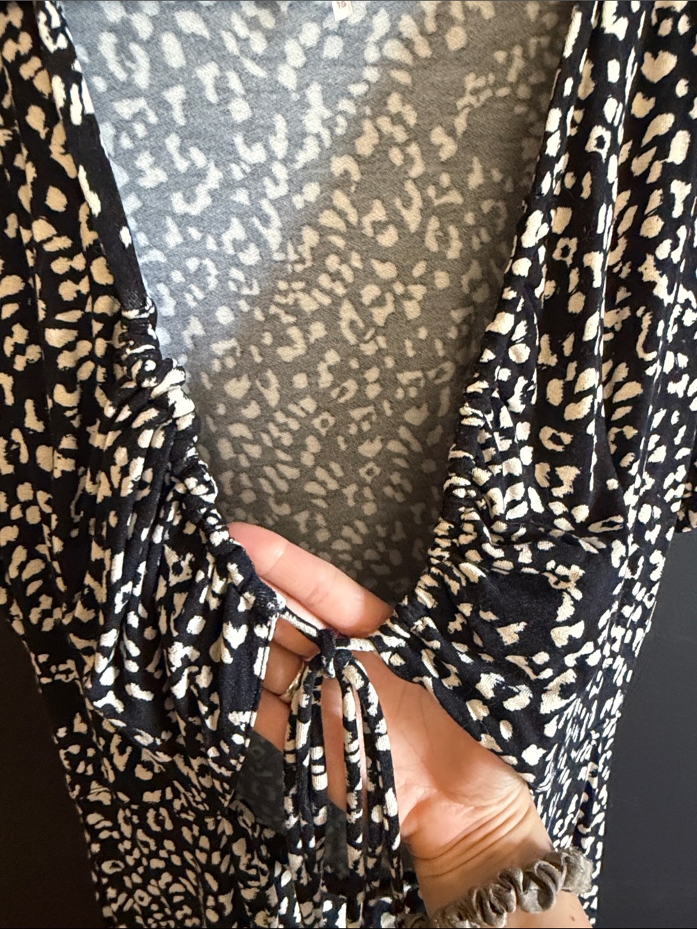 Free People Black and Cream Leopard Print Dress - Picture 6 of 7